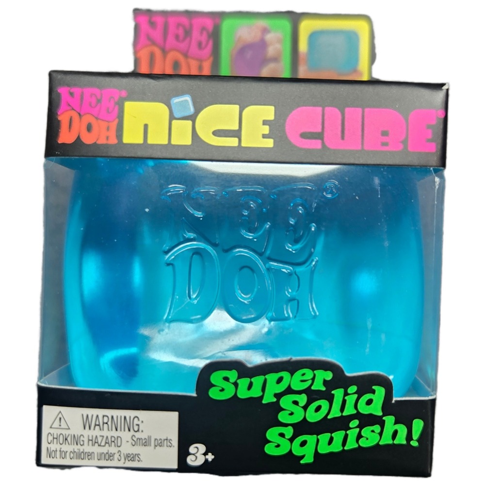 Viral Schylling NeeDoh Nice Cube Blue Super Solid Squish Sensory Fidget Toy